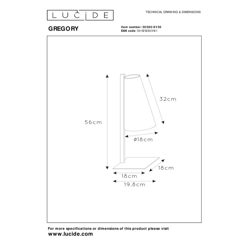 lampa stołowa GREGORY 30595/81/30 Lucide | Sklep z lampami