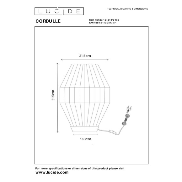 lampa stołowa CORDULLE 34543/01/36 Lucide | Sklep z lampami
