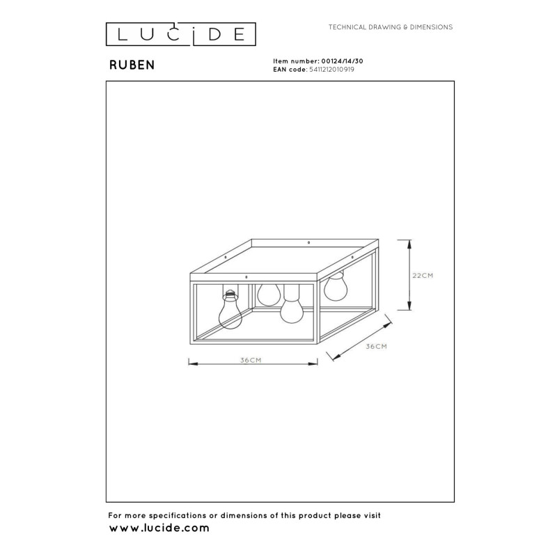 plafon RUBEN 00124/14/30 Lucide | Sklep z lampami