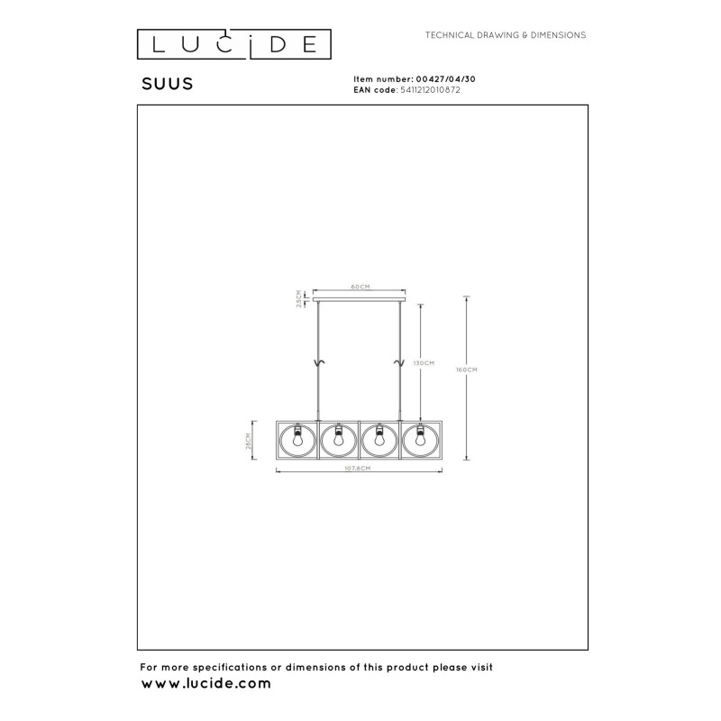 lampa wisząca SUUS 00427/04/30 Lucide | Sklep z lampami