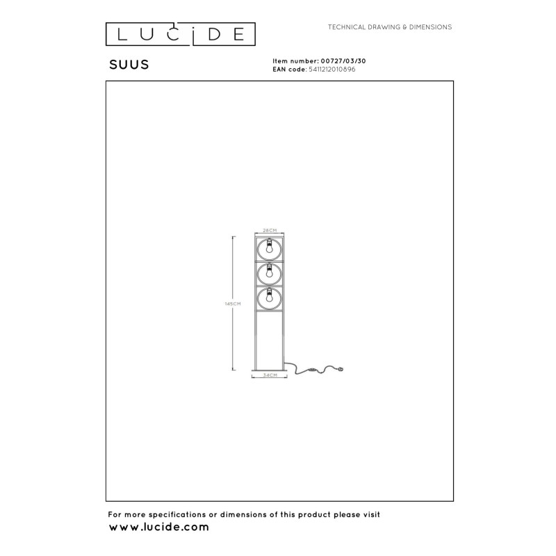 lampa podłogowa SUUS 00727/03/30 Lucide | Sklep z lampami