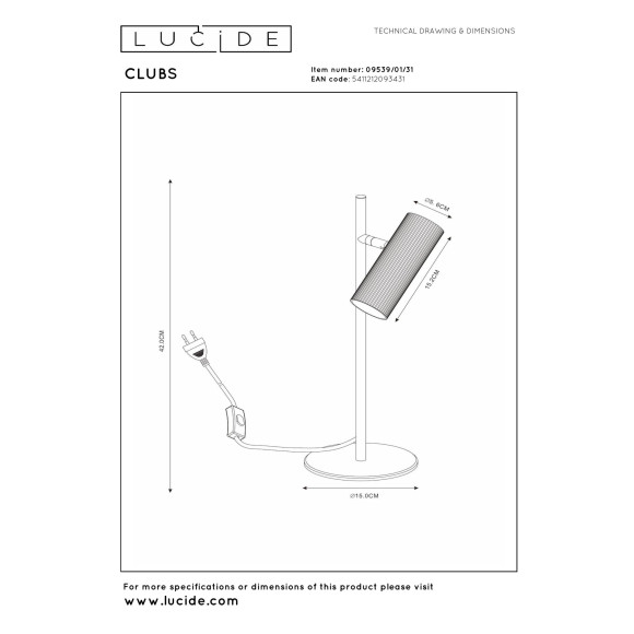 lampa stołowa CLUBS 09539/01/31 Lucide | Sklep z lampami lampa stołowa CLUBS 09539/01/31 Lucide | Sklep z lampami