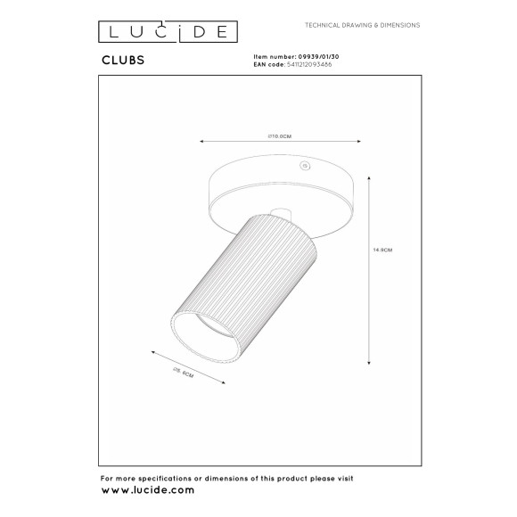 spot CLUBS 09939/01/30 Lucide | Sklep z lampami spot CLUBS 09939/01/30 Lucide | Sklep z lampami