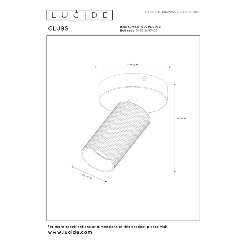spot CLUBS 09939/01/30 Lucide | Sklep z lampami spot CLUBS 09939/01/30 Lucide | Sklep z lampami