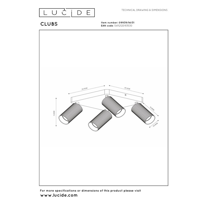 spot CLUBS 09939/14/31 Lucide | Sklep z lampami