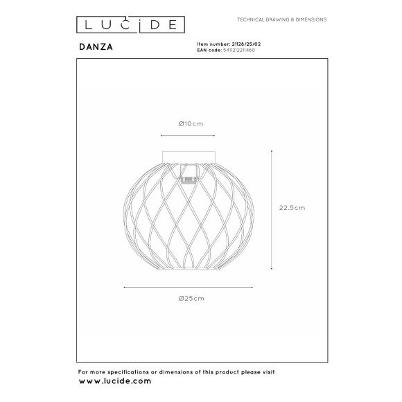 plafon DANZA 21128/25/02 Lucide | Sklep z lampami