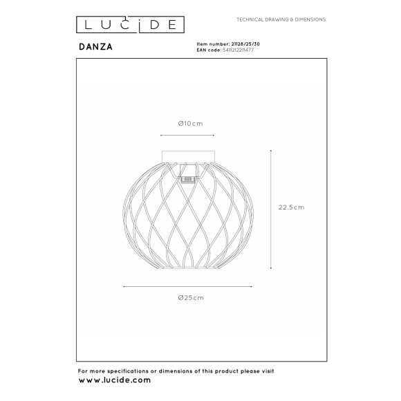 plafon DANZA 21128/25/30 Lucide | Sklep z lampami