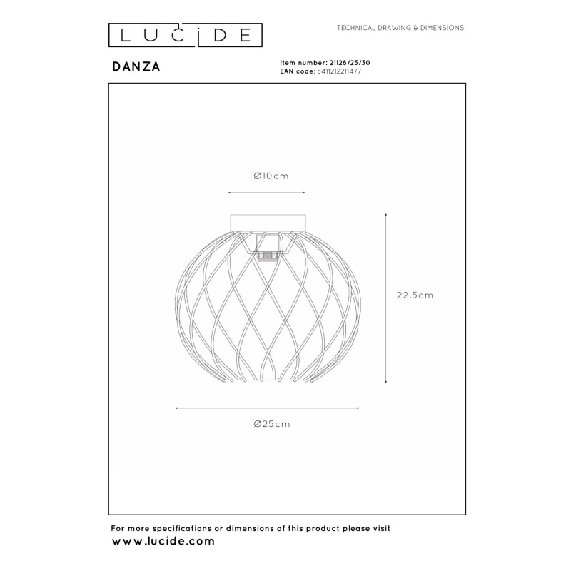 plafon DANZA 21128/25/30 Lucide | Sklep z lampami
