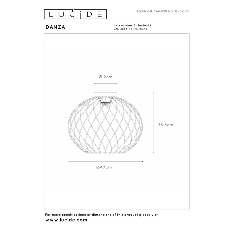 plafon DANZA 21128/40/02 Lucide | Sklep z lampami