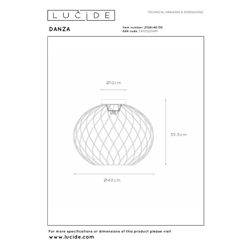 plafon DANZA 21128/40/30 Lucide | Sklep z lampami