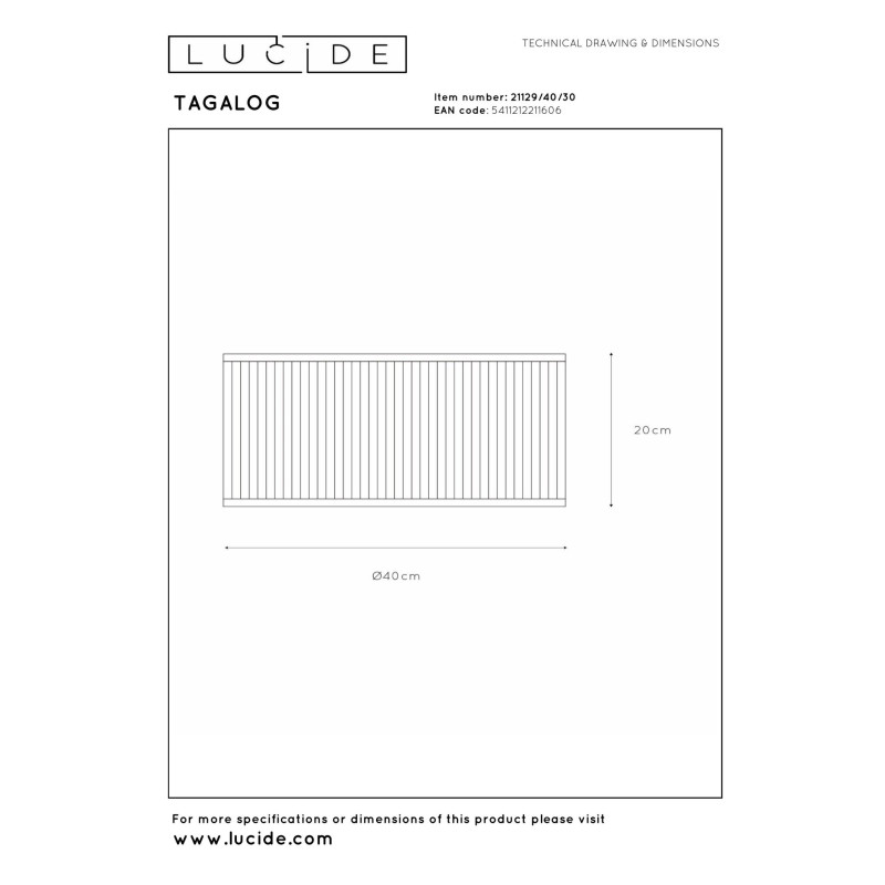 plafon TAGALOG 21129/40/30 Lucide | Sklep z lampami
