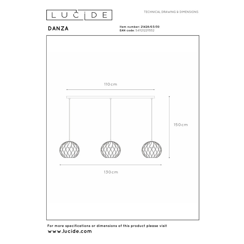 lampa wisząca DANZA 21428/03/30 Lucide | Sklep z lampami
