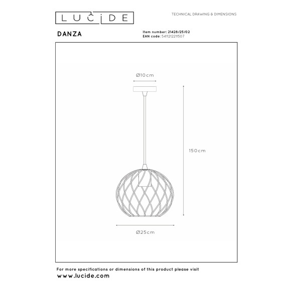 lampa wisząca DANZA 21428/25/02 Lucide | Sklep z lampami