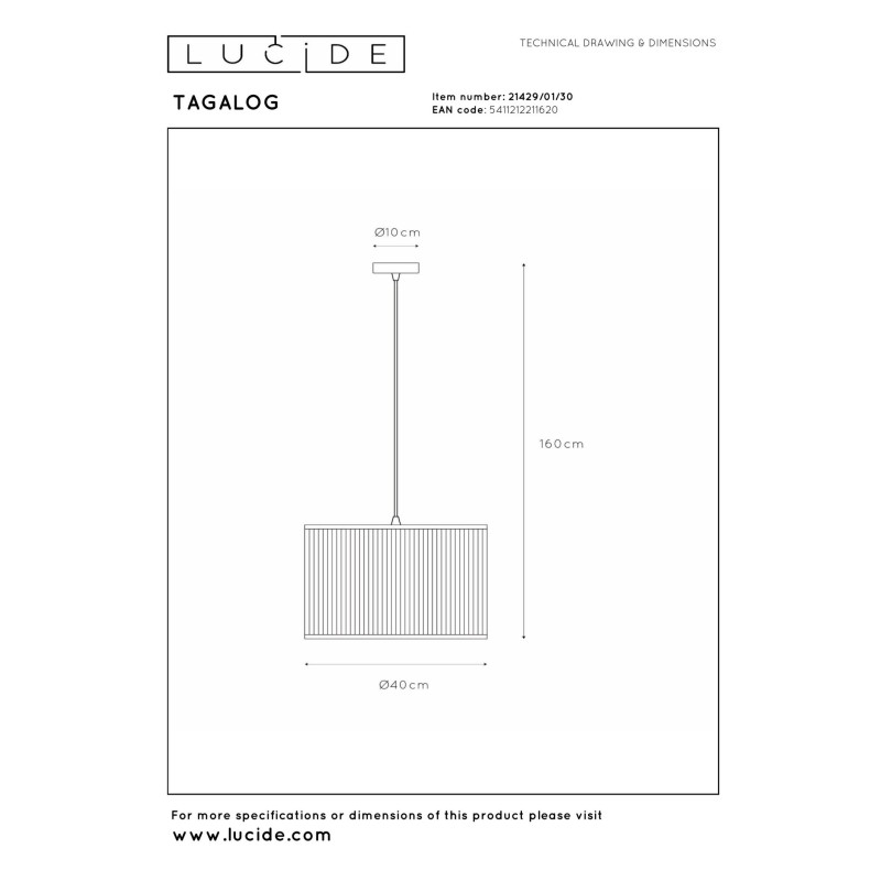 lampa wisząca TAGALOG 21429/01/30 Lucide | Sklep z lampami