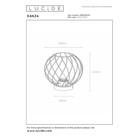 lampa stołowa DANZA 21528/25/02 Lucide | Sklep z lampami