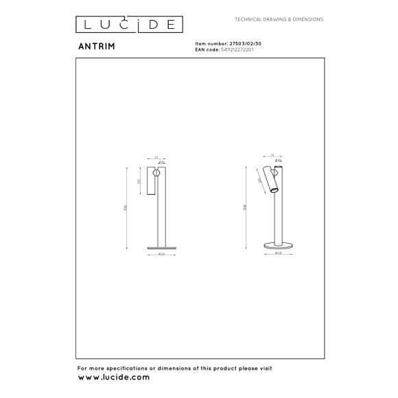 lampa stołowa ANTRIM 27503/02/30 Lucide | Sklep z lampami