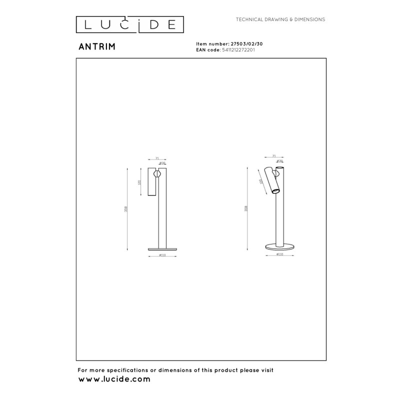 lampa stołowa ANTRIM 27503/02/30 Lucide | Sklep z lampami