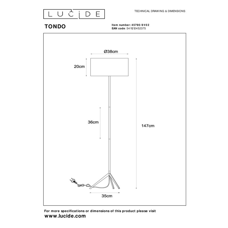 lampa podłogowa TONDO 45790/81/02 Lucide | Sklep z lampami