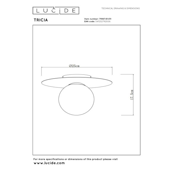 plafon TRICIA 79187/01/31 Lucide | Sklep z lampami plafon TRICIA 79187/01/31 Lucide | Sklep z lampami