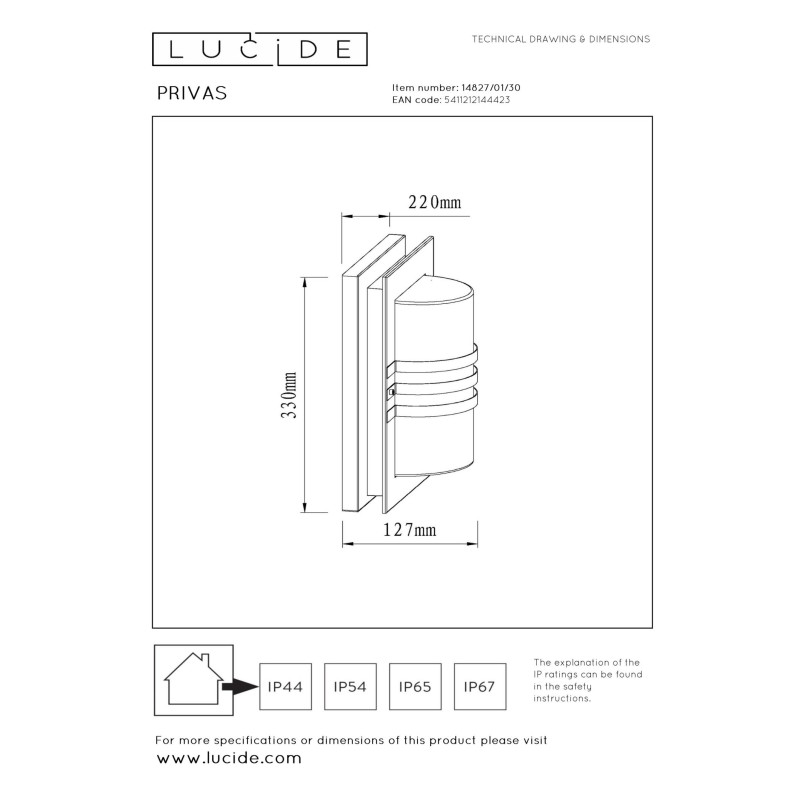 kinkiet PRIVAS 14827/01/30 Lucide | Sklep z lampami kinkiet PRIVAS 14827/01/30 Lucide | Sklep z lampami