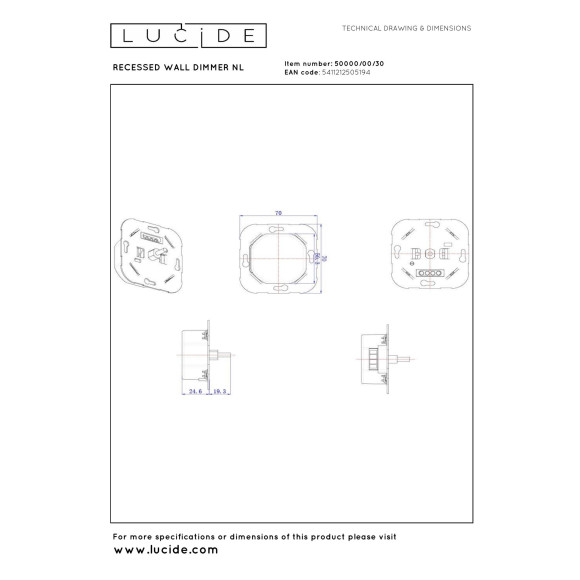 lampa RECESSED WALL DIMMER NL 50000/00/30 Lucide | Sklep z