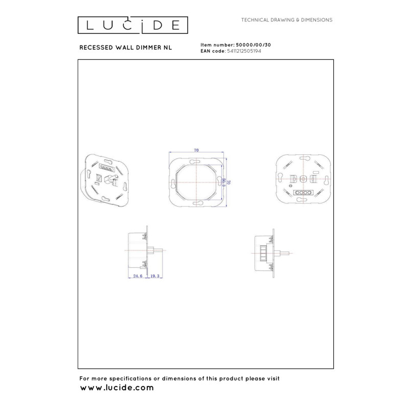 lampa RECESSED WALL DIMMER NL 50000/00/30 Lucide | Sklep z
