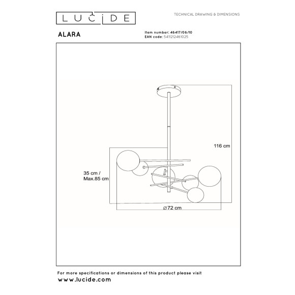 lampa wisząca ALARA 46417/06/10 Lucide | Sklep z lampami