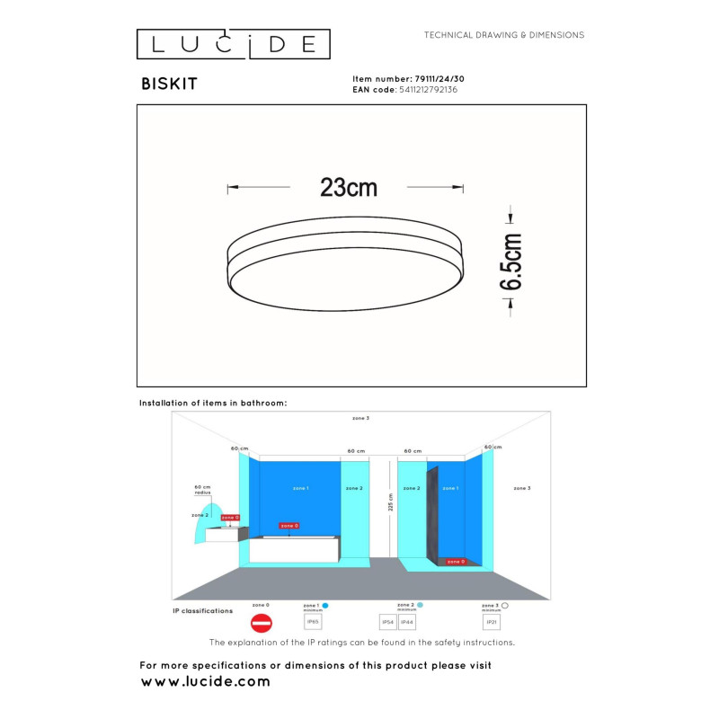 plafon BISKIT 79111/24/30 Lucide | Sklep z lampami