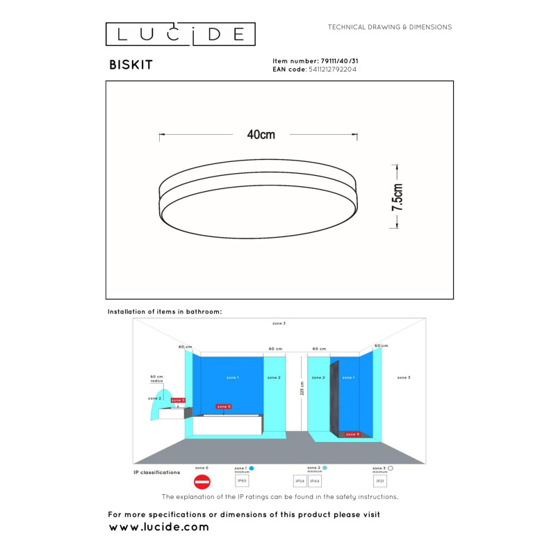 plafon BISKIT 79111/40/31 Lucide | Sklep z lampami