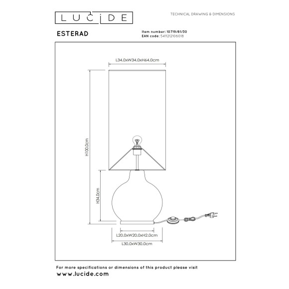 lampa podłogowa ESTERAD 10719/81/30 Lucide | Sklep z lampami