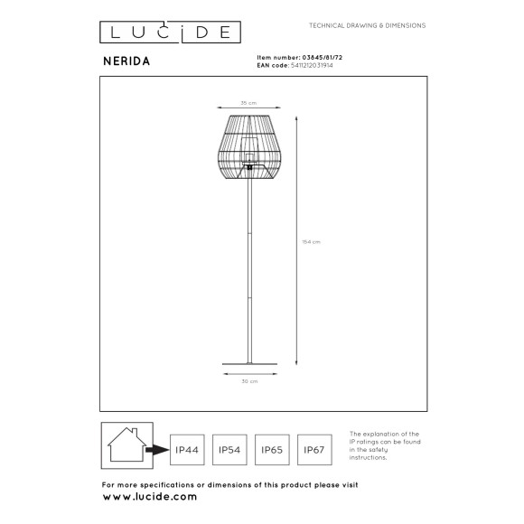 lampa podłogowa NERIDA 03845/81/72 Lucide | Sklep z lampami lampa podłogowa NERIDA 03845/81/72 Lucide | Sklep z lampami