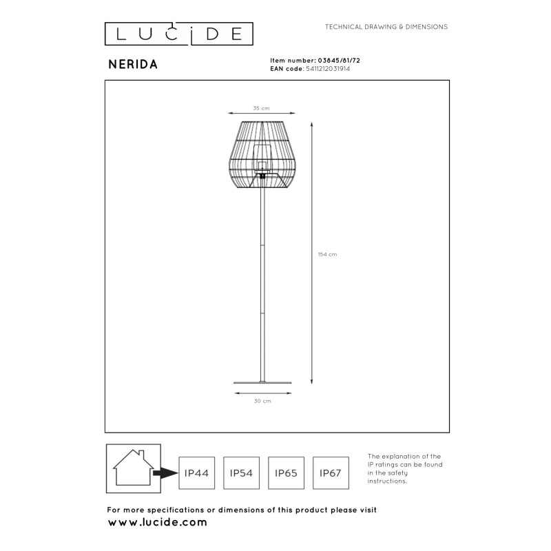 lampa podłogowa NERIDA 03845/81/72 Lucide | Sklep z lampami lampa podłogowa NERIDA 03845/81/72 Lucide | Sklep z lampami