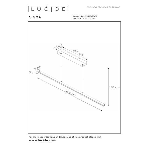 lampa wisząca SIGMA 23463/30/30 Lucide | Sklep z lampami
