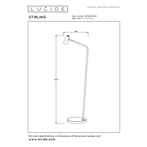 lampa podłogowa STIRLING 36720/03/30 Lucide | Sklep z lampami