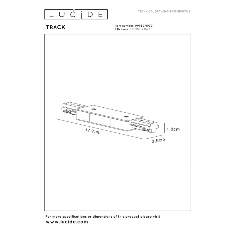 szynoprzewód TRACK LUCIDE - ŁĄCZNIK 09950/11/30 Lucide | Sklep z