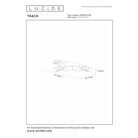 szynoprzewód TRACK LUCIDE - ŁĄCZNIK T 09950/07/30 Lucide | Sklep