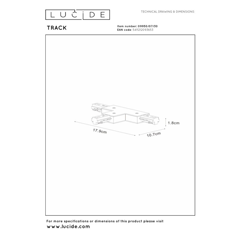 szynoprzewód TRACK LUCIDE - ŁĄCZNIK T 09950/07/30 Lucide | Sklep
