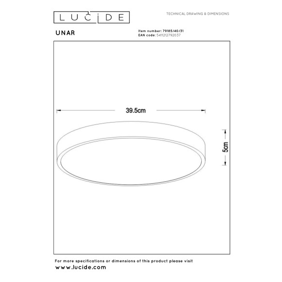 plafon UNAR 79185/40/31 Lucide | Sklep z lampami plafon UNAR 79185/40/31 Lucide | Sklep z lampami