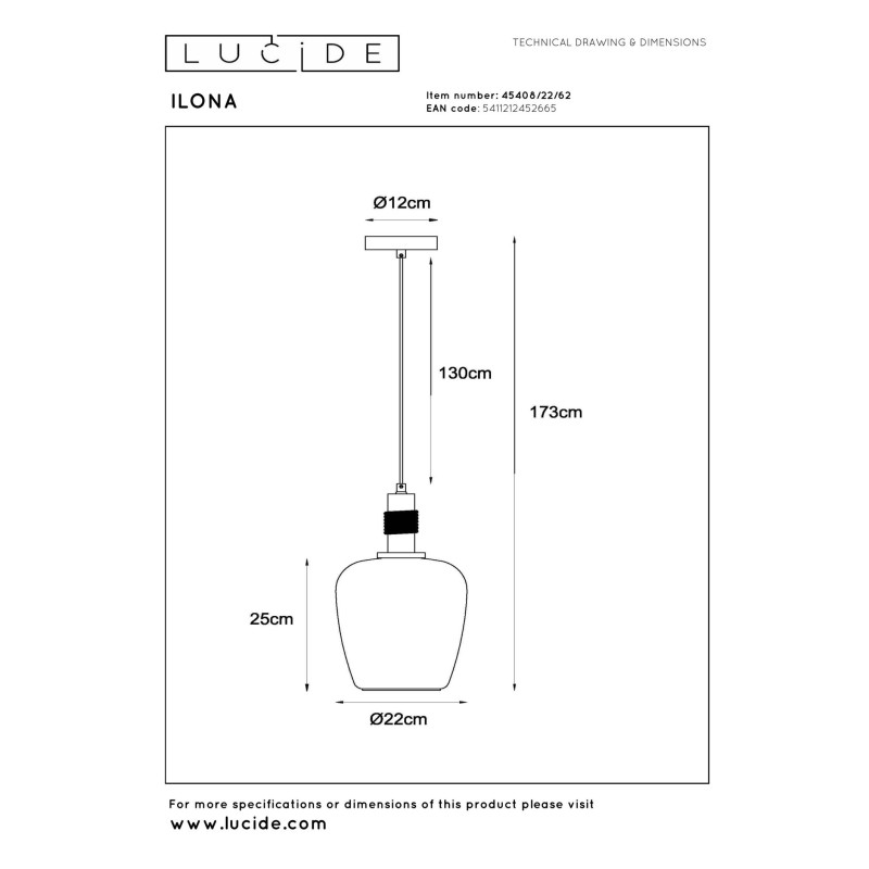 lampa wisząca ILONA 45408/22/62 Lucide | Sklep z lampami