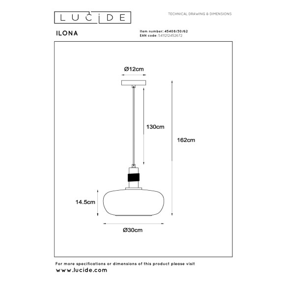 lampa wisząca ILONA 45408/30/62 Lucide | Sklep z lampami
