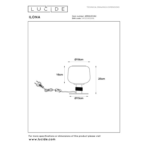 lampa stołowa ILONA 45508/01/62 Lucide | Sklep z lampami