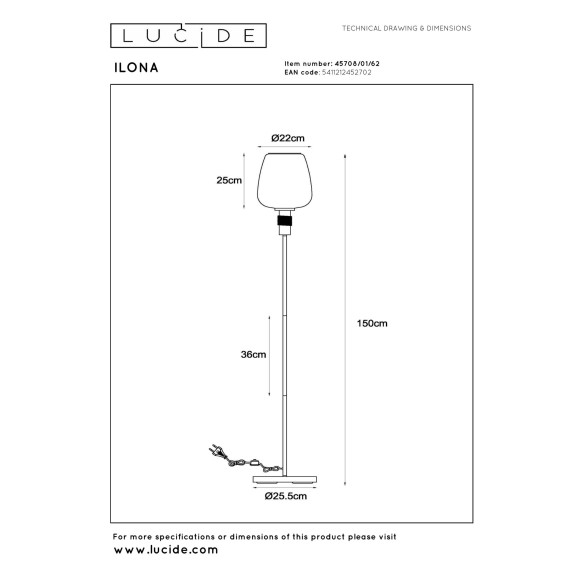 lampa podłogowa ILONA 45708/01/62 Lucide | Sklep z lampami lampa podłogowa ILONA 45708/01/62 Lucide | Sklep z lampami