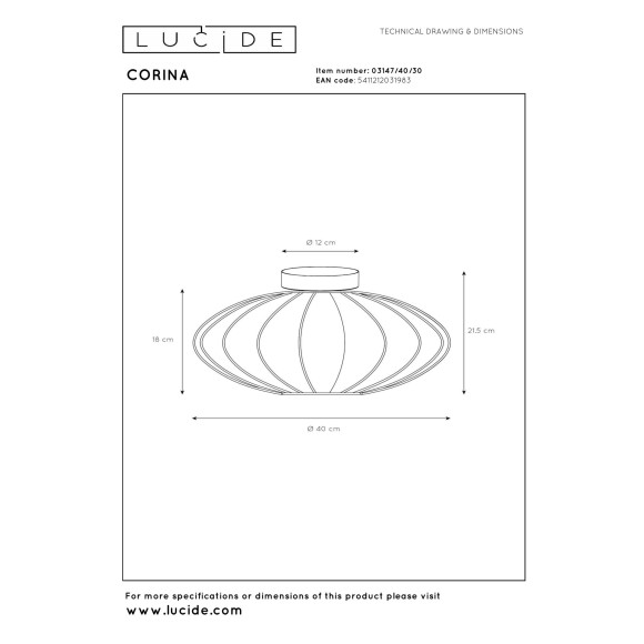 plafon CORINA 03147/40/30 Lucide | Sklep z lampami