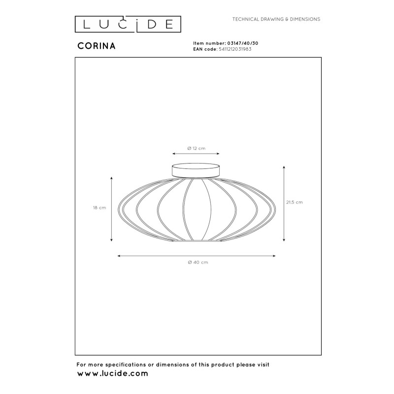 plafon CORINA 03147/40/30 Lucide | Sklep z lampami