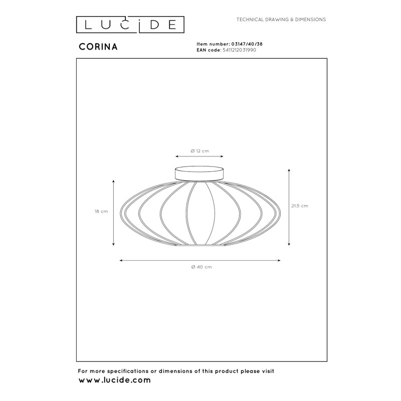 plafon CORINA 03147/40/38 Lucide | Sklep z lampami