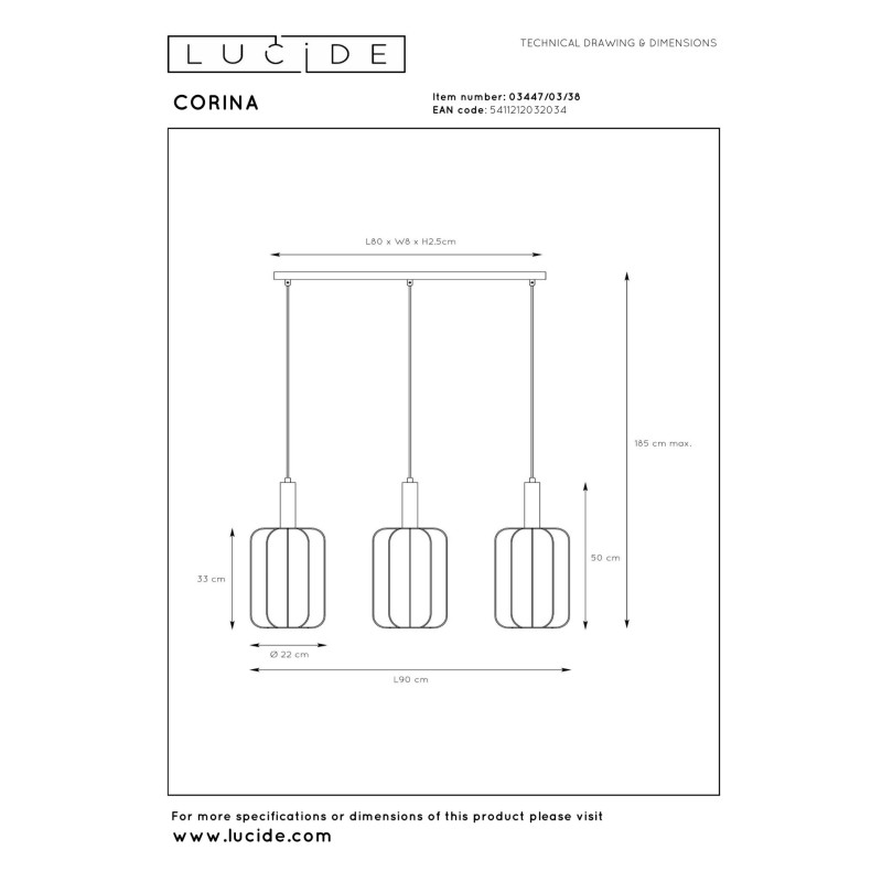 lampa wisząca CORINA 03447/03/38 Lucide | Sklep z lampami lampa wisząca CORINA 03447/03/38 Lucide | Sklep z lampami
