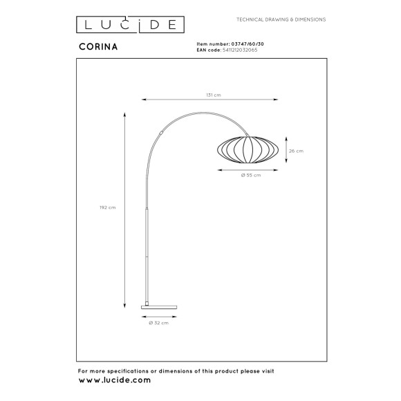 lampa podłogowa CORINA 03747/60/30 Lucide | Sklep z lampami lampa podłogowa CORINA 03747/60/30 Lucide | Sklep z lampami