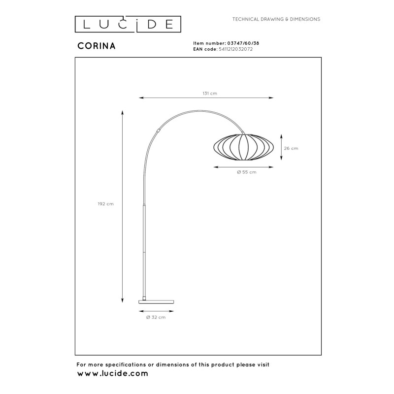 lampa podłogowa CORINA 03747/60/38 Lucide | Sklep z lampami lampa podłogowa CORINA 03747/60/38 Lucide | Sklep z lampami