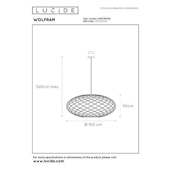 lampa wisząca WOLFRAM 21417/99/30 Lucide | Sklep z lampami