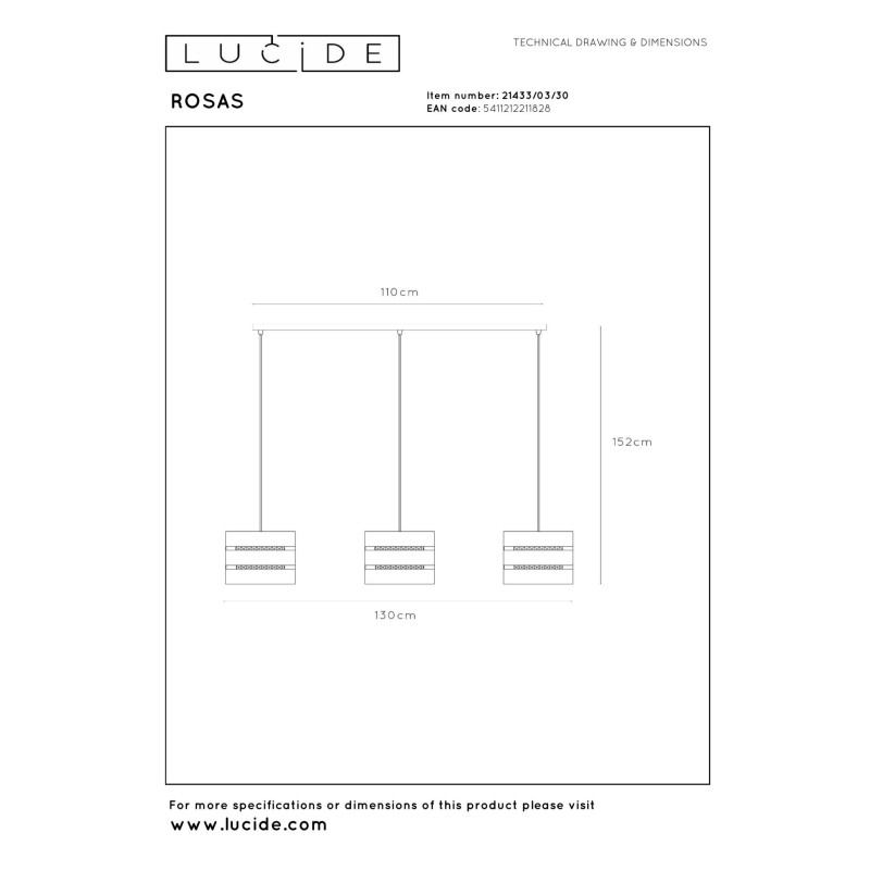 lampa wisząca ROSAS 21433/03/30 Lucide | Sklep z lampami